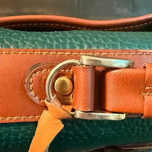 Dooney & Bourke Surrey Carrier Evergreen and British Tan Satchel Pebbled Leather - Picture 13 of 14